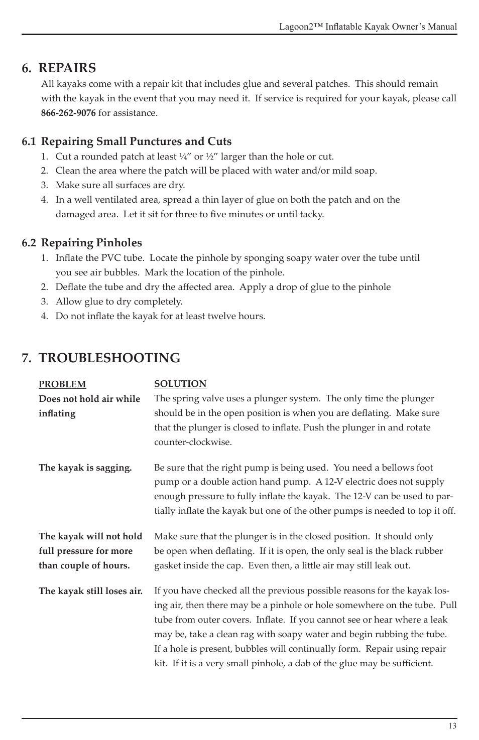 Repairs, Troubleshooting | Advanced Elements AE1033 User Manual | Page 13 / 20