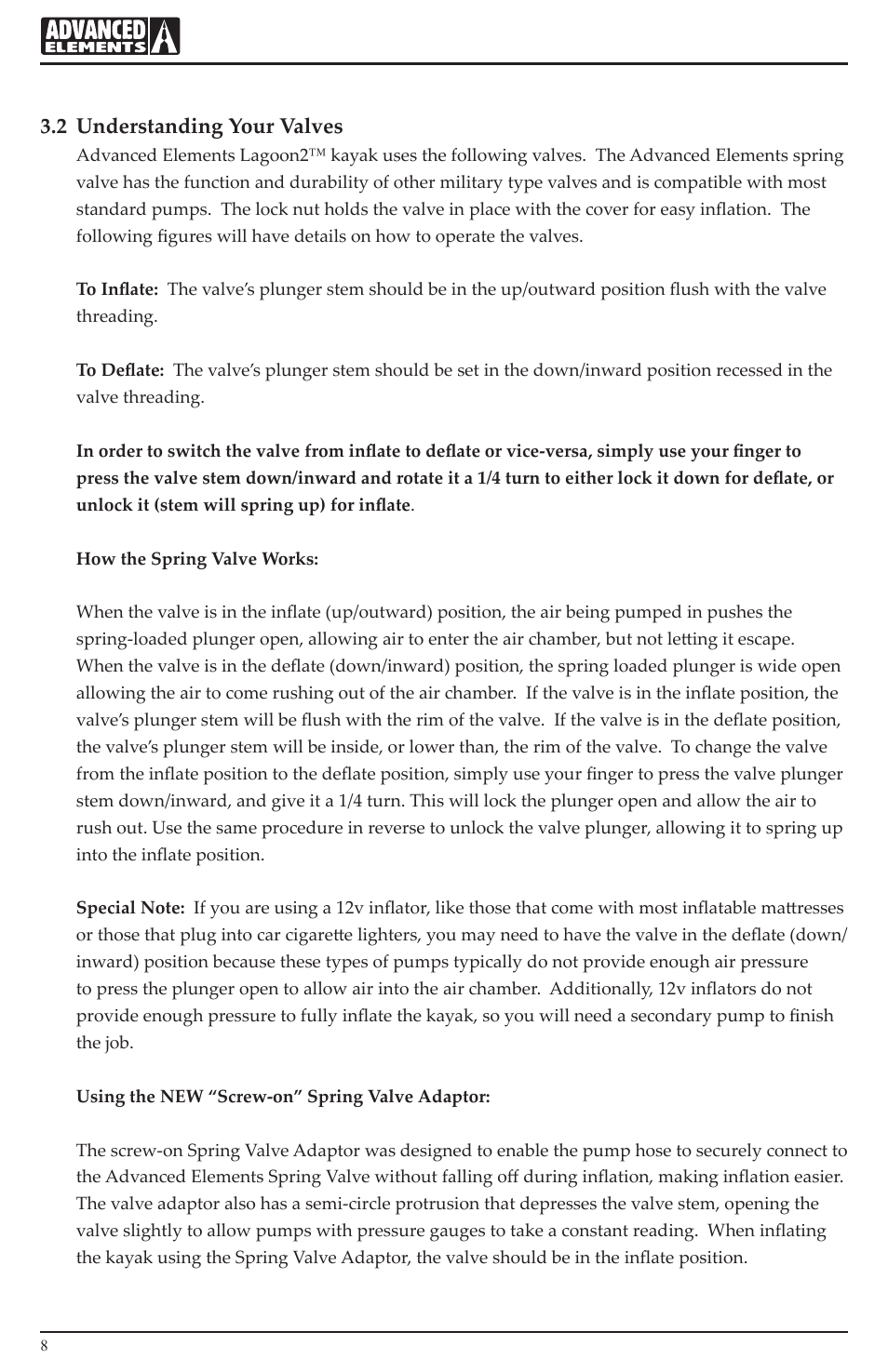 2 understanding your valves | Advanced Elements AE1033 User Manual | Page 8 / 20