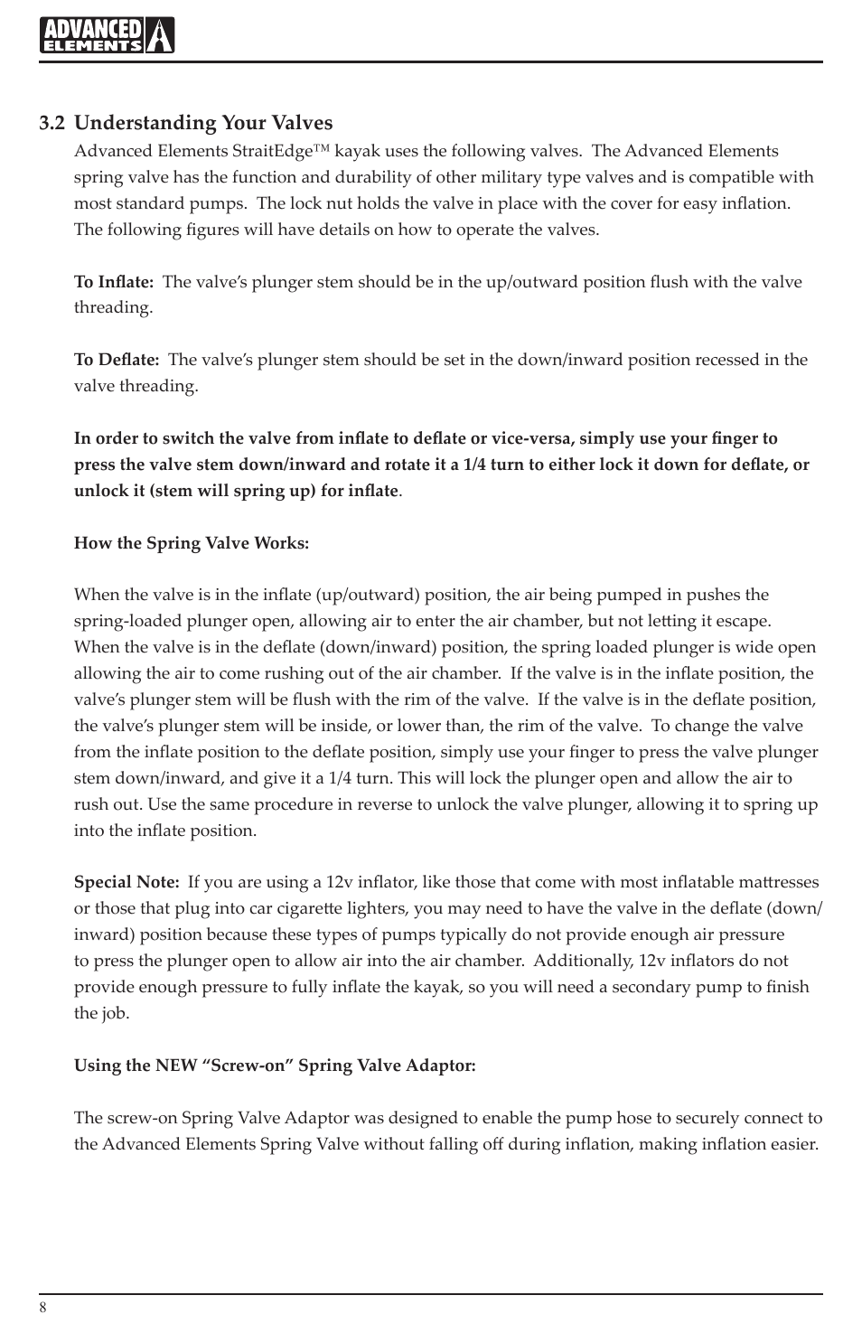 2 understanding your valves | Advanced Elements AE1014 User Manual | Page 8 / 20