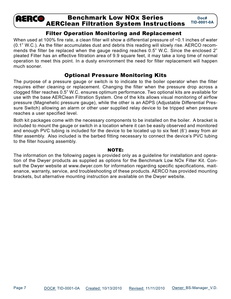 AERCO AERClean User Manual | Page 7 / 12