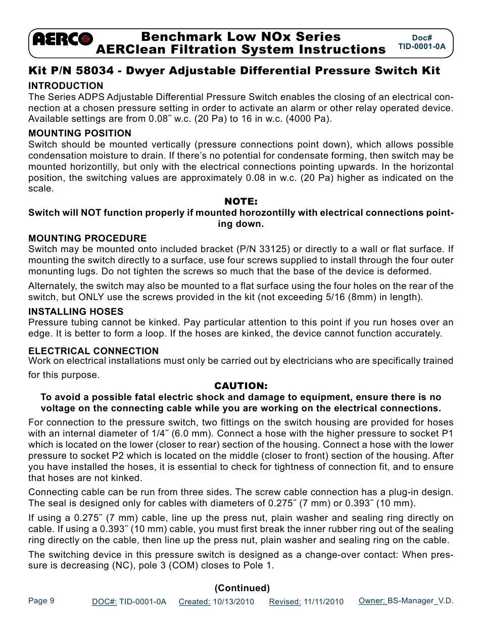 AERCO AERClean User Manual | Page 9 / 12