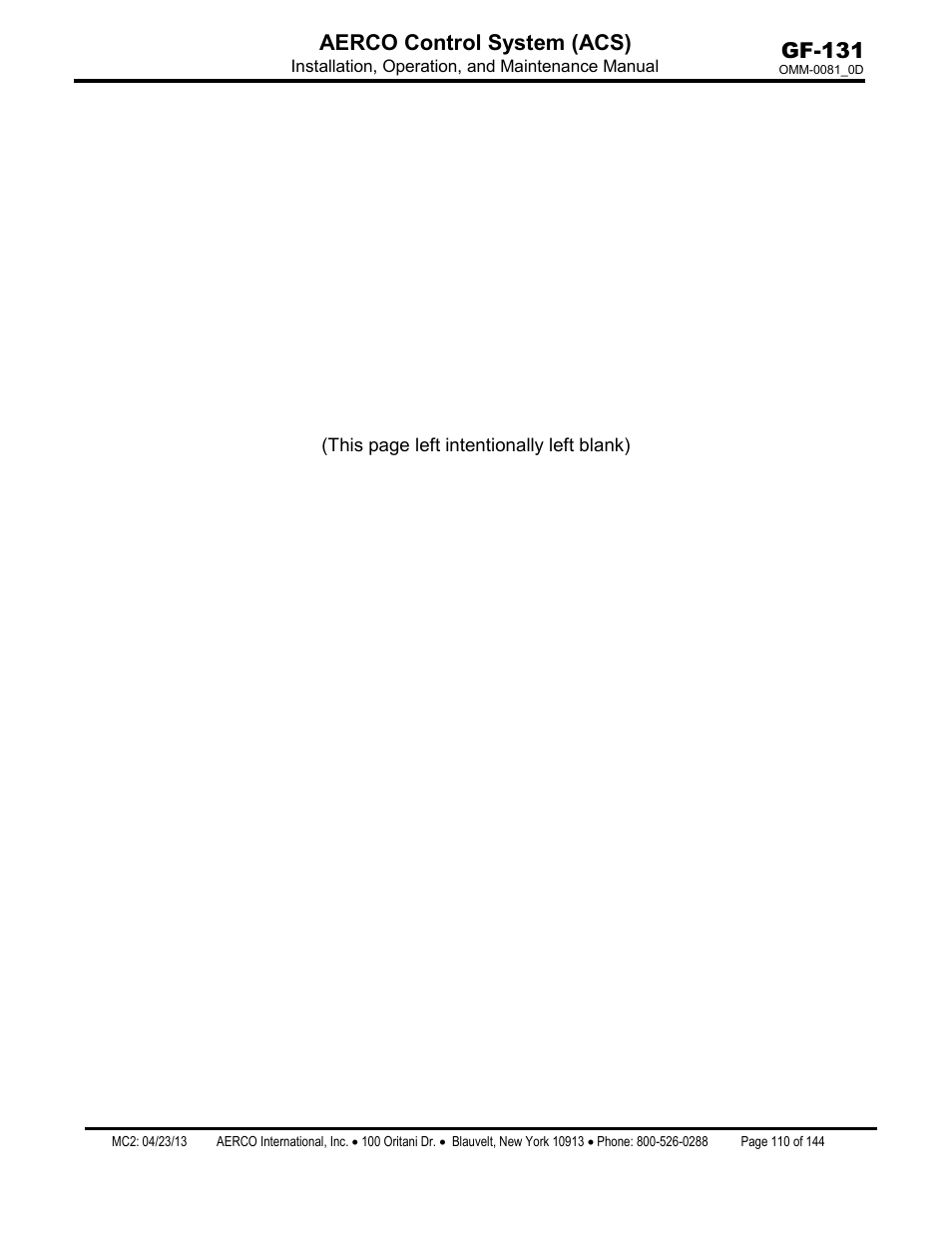 AERCO Control System (ACS) User Manual | Page 110 / 144