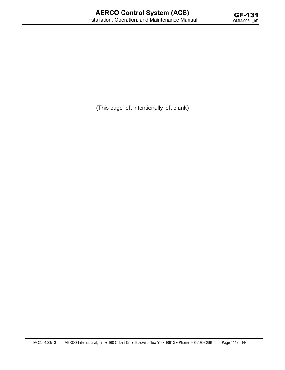 AERCO Control System (ACS) User Manual | Page 114 / 144
