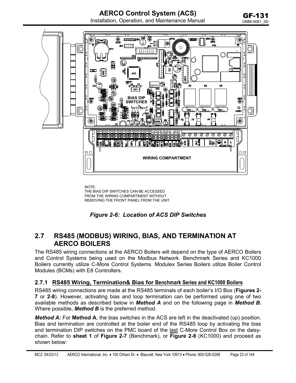 Boilers, Gf-131 aerco control system (acs) | AERCO Control System (ACS) User Manual | Page 23 / 144
