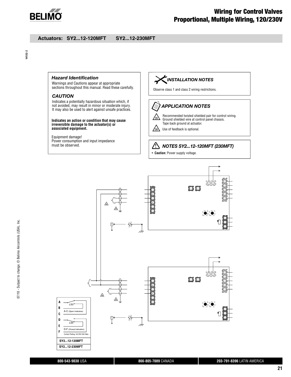 Caution, Hazard identification, Suse of feedback is optional | AERCO Belimo F7...HD/HDU Series Valve User Manual | Page 21 / 44