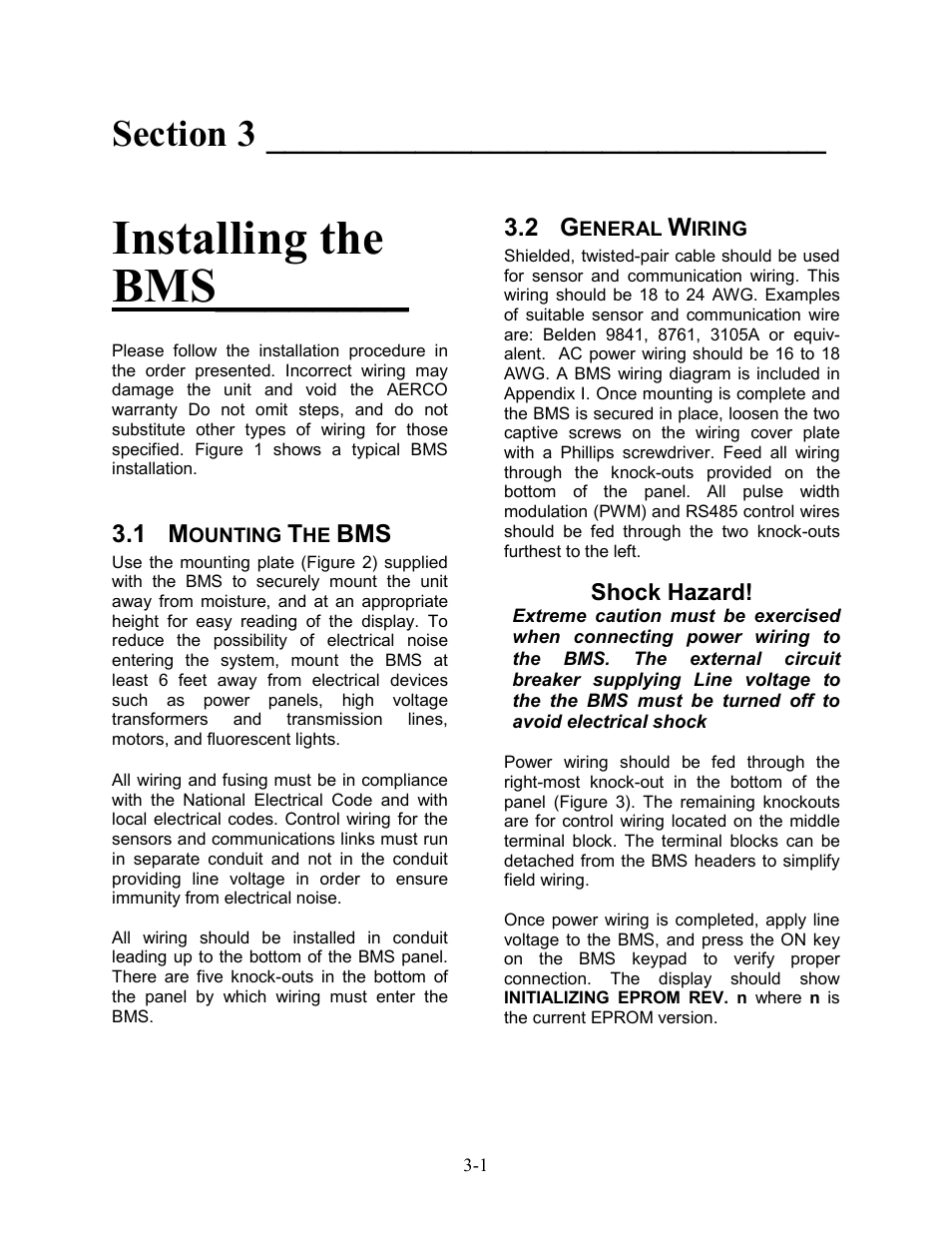 Section 3 - installing the bms, Installing the bms | AERCO BMS 168 User Manual | Page 11 / 86
