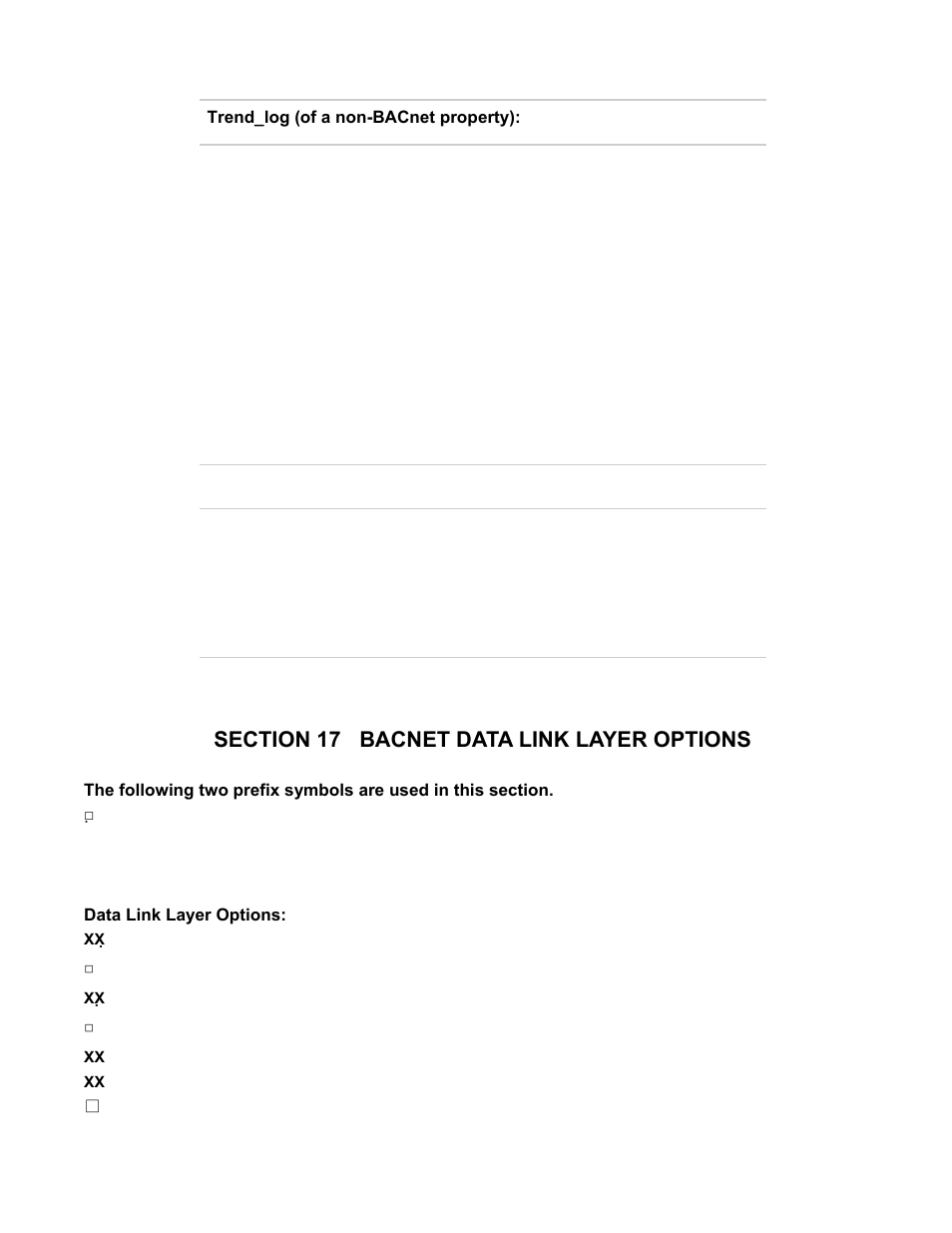 Section 17 bacnet data link layer options, Gateway communications manual | AERCO XPC GATEWAY Communications User Manual | Page 110 / 193