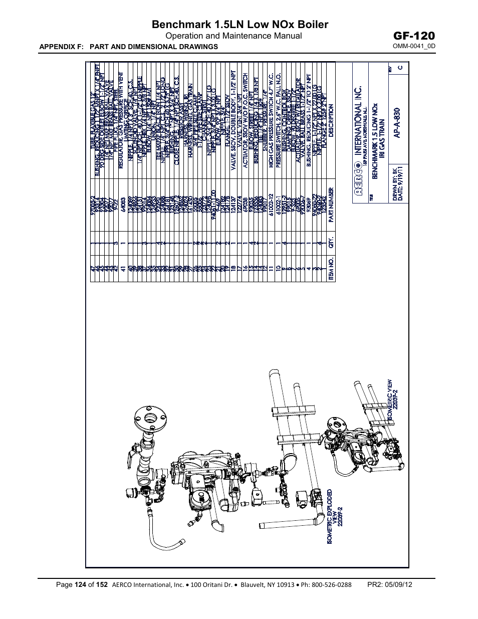 Benchmark 1.5ln low nox boiler, Gf-120 | AERCO BMK 1.5 LN July 2011 User Manual | Page 124 / 152