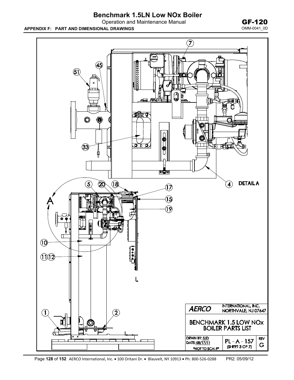 Benchmark 1.5ln low nox boiler, Gf-120 | AERCO BMK 1.5 LN July 2011 User Manual | Page 128 / 152