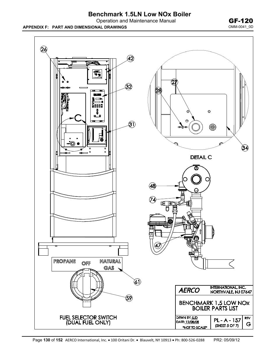 Benchmark 1.5ln low nox boiler, Gf-120 | AERCO BMK 1.5 LN July 2011 User Manual | Page 130 / 152
