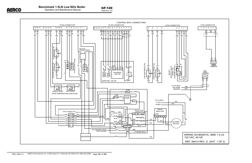 Benchmark 1.5ln low nox boiler, Gf-120, Operation and maintenance manual | AERCO BMK 1.5 LN July 2011 User Manual | Page 141 / 152