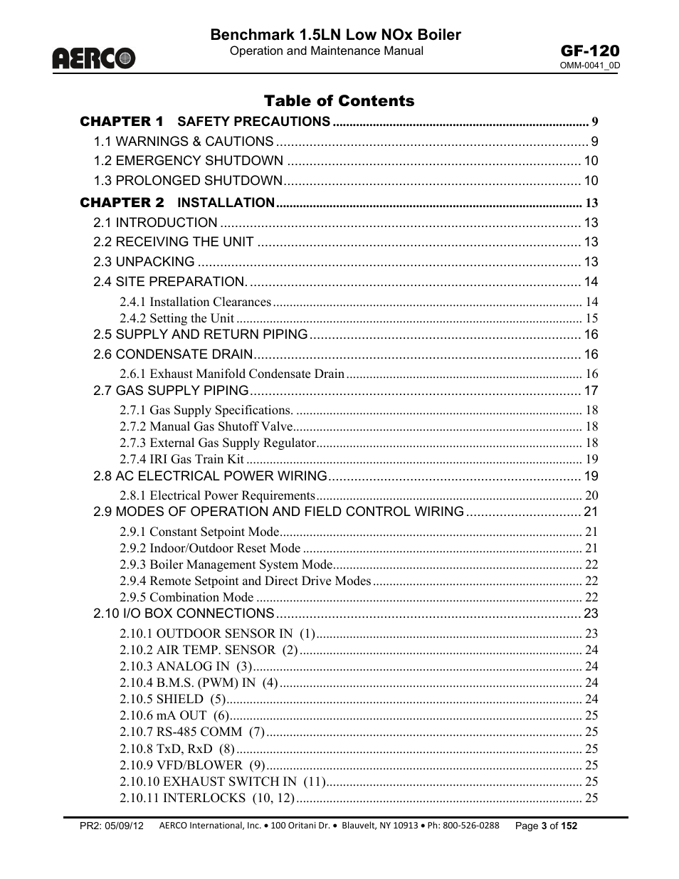 AERCO BMK 1.5 LN July 2011 User Manual | Page 3 / 152