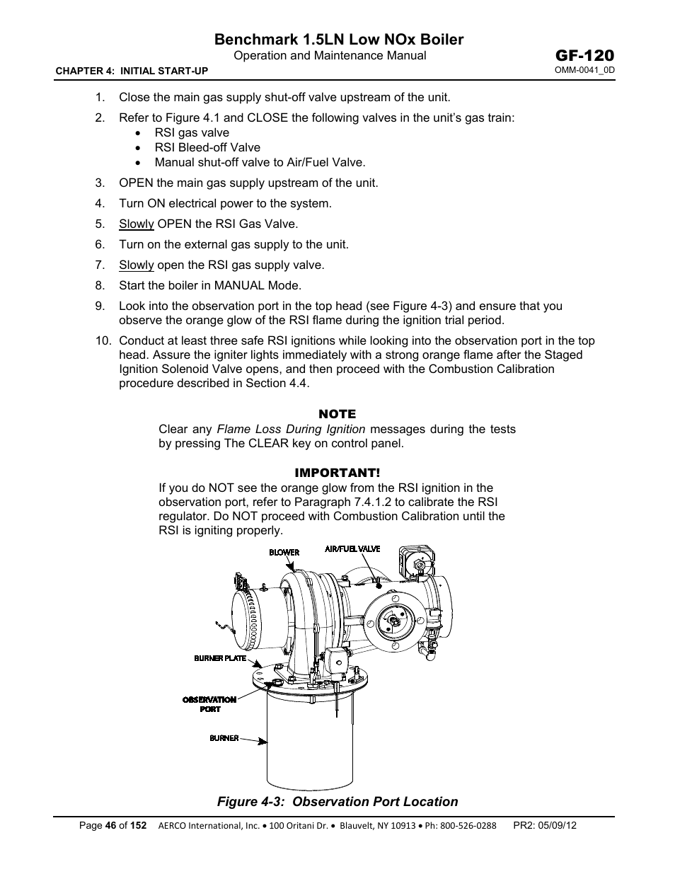 Benchmark 1.5ln low nox boiler, Gf-120 | AERCO BMK 1.5 LN July 2011 User Manual | Page 46 / 152