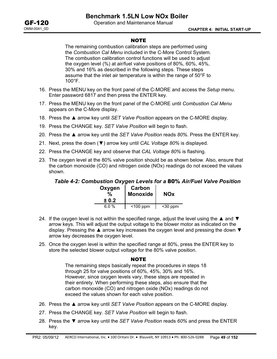 Benchmark 1.5ln low nox boiler, Gf-120 | AERCO BMK 1.5 LN July 2011 User Manual | Page 49 / 152