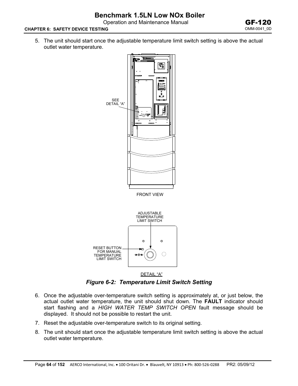 Benchmark 1.5ln low nox boiler, Gf-120 | AERCO BMK 1.5 LN July 2011 User Manual | Page 64 / 152