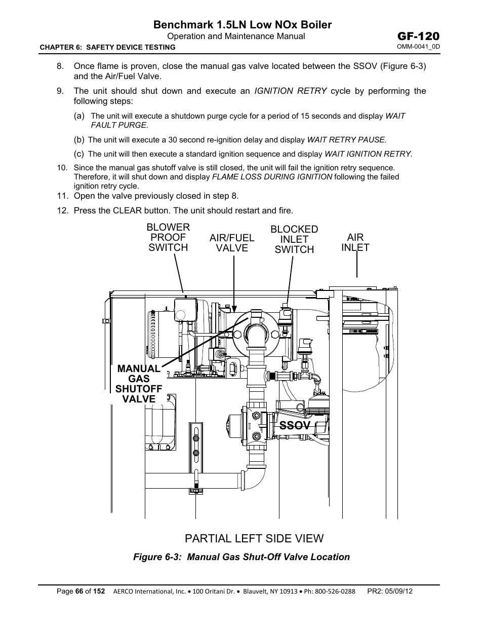 Partial left side view, Ssov, Benchmark 1.5ln low nox boiler | Gf-120 | AERCO BMK 1.5 LN July 2011 User Manual | Page 66 / 152