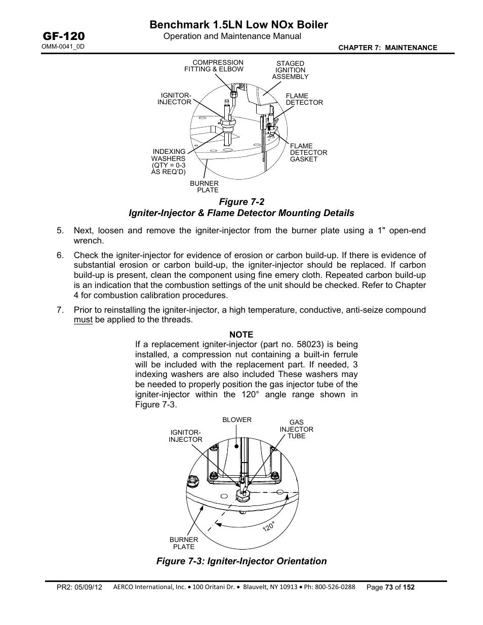 Benchmark 1.5ln low nox boiler, Gf-120 | AERCO BMK 1.5 LN July 2011 User Manual | Page 73 / 152