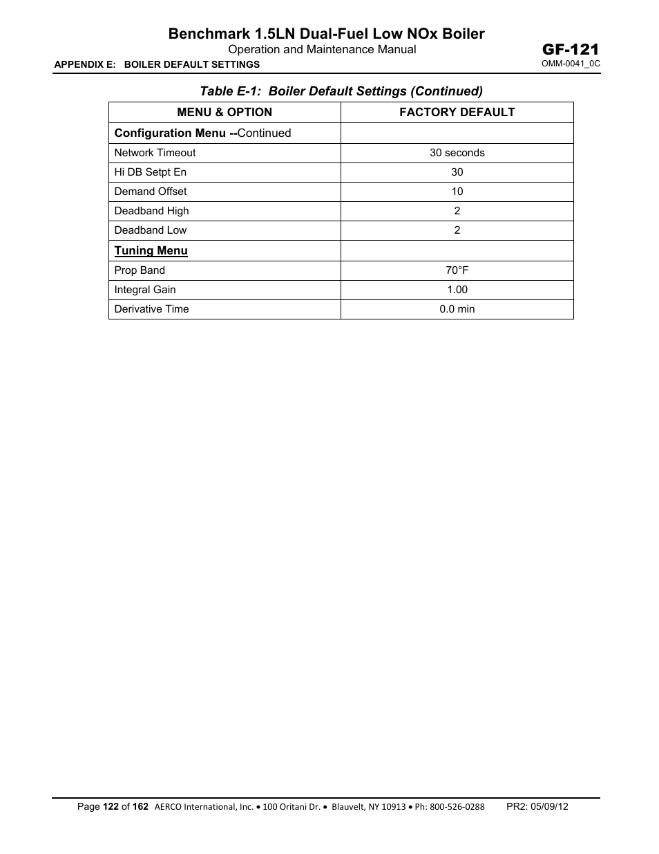 Benchmark 1.5ln dual-fuel low nox boiler, Gf-121 | AERCO BMK 1.5 LN Dual Fuel Feb 2013 User Manual | Page 122 / 162