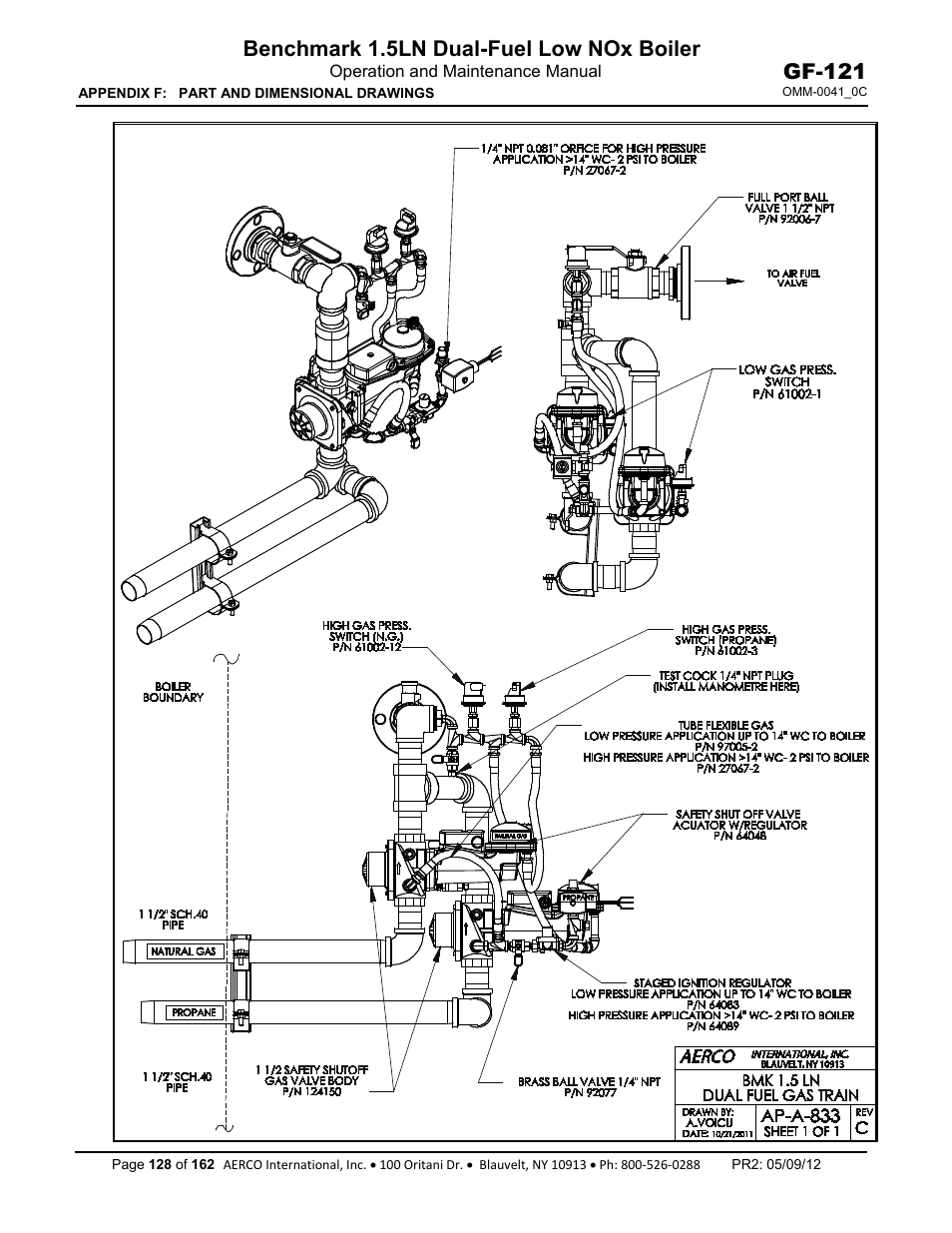Benchmark 1.5ln dual-fuel low nox boiler, Gf-121 | AERCO BMK 1.5 LN Dual Fuel Feb 2013 User Manual | Page 128 / 162