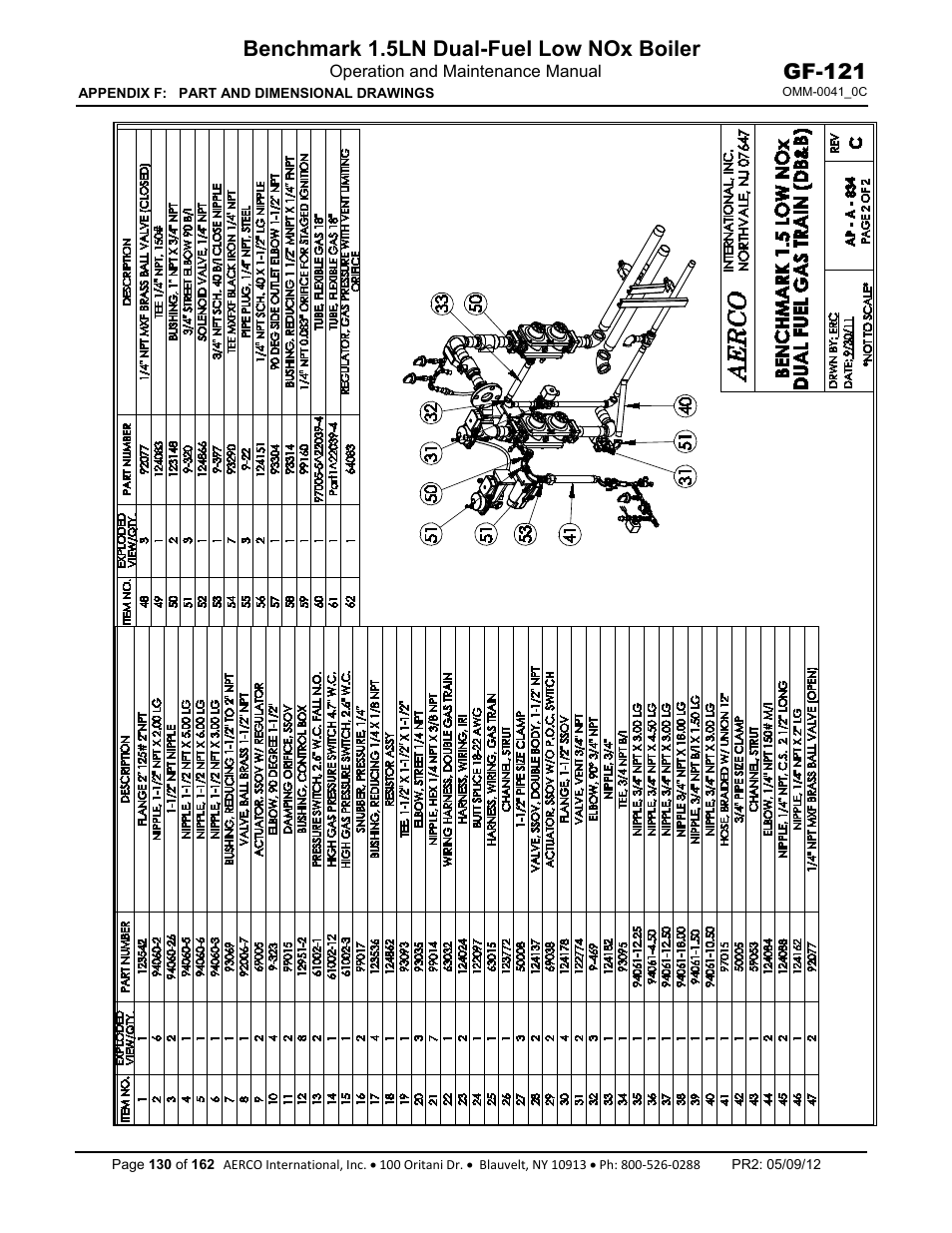 Benchmark 1.5ln dual-fuel low nox boiler, Gf-121 | AERCO BMK 1.5 LN Dual Fuel Feb 2013 User Manual | Page 130 / 162