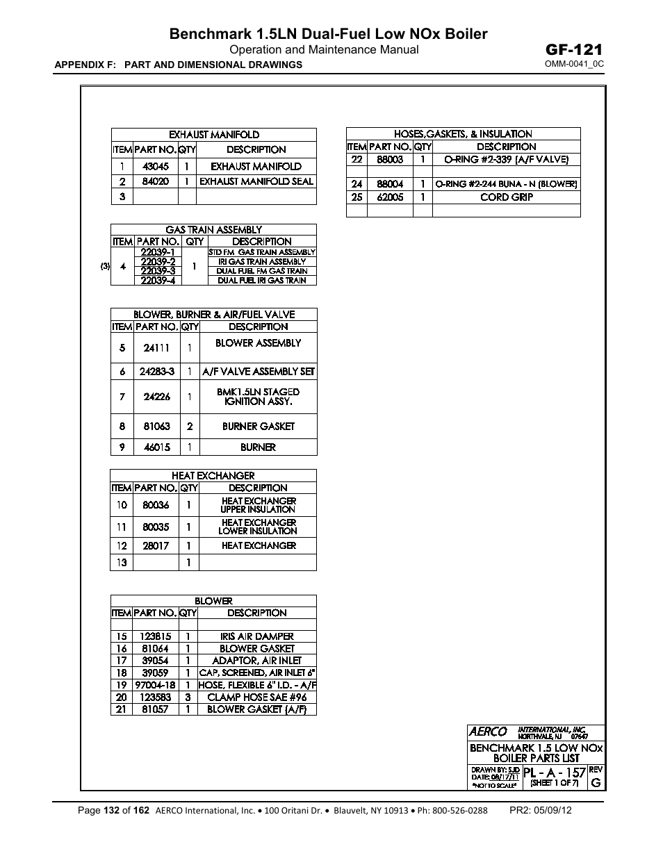 Benchmark 1.5ln dual-fuel low nox boiler, Gf-121 | AERCO BMK 1.5 LN Dual Fuel Feb 2013 User Manual | Page 132 / 162