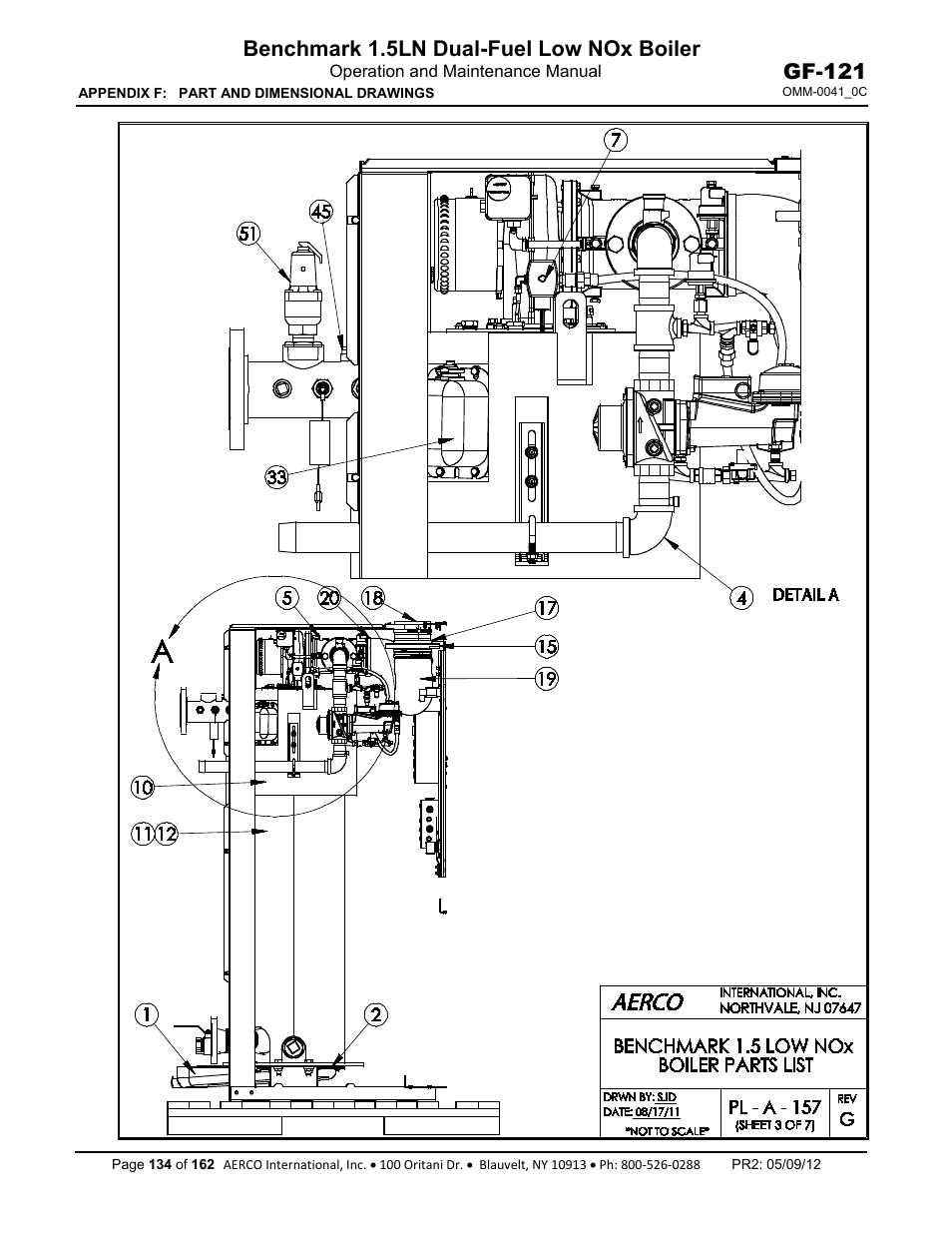 Benchmark 1.5ln dual-fuel low nox boiler, Gf-121 | AERCO BMK 1.5 LN Dual Fuel Feb 2013 User Manual | Page 134 / 162