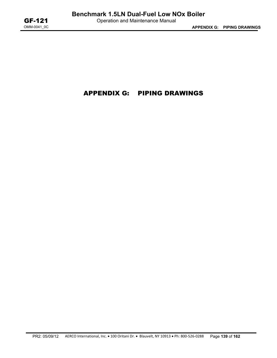 Appendix g: piping drawings | AERCO BMK 1.5 LN Dual Fuel Feb 2013 User Manual | Page 139 / 162