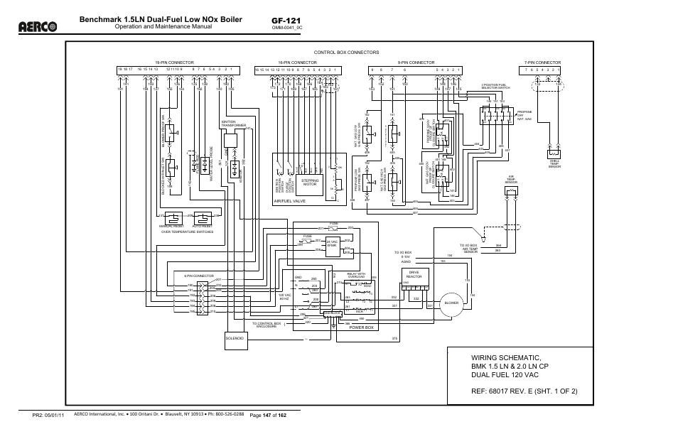 Benchmark 1.5ln dual-fuel low nox boiler, Gf-121, Operation and maintenance manual | AERCO BMK 1.5 LN Dual Fuel Feb 2013 User Manual | Page 147 / 162