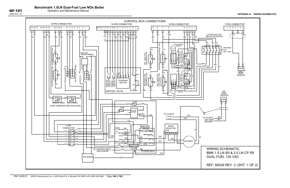 Benchmark 1.5ln dual-fuel low nox boiler, Gf-121, Control box connectors | Operation and maintenance manual | AERCO BMK 1.5 LN Dual Fuel Feb 2013 User Manual | Page 149 / 162