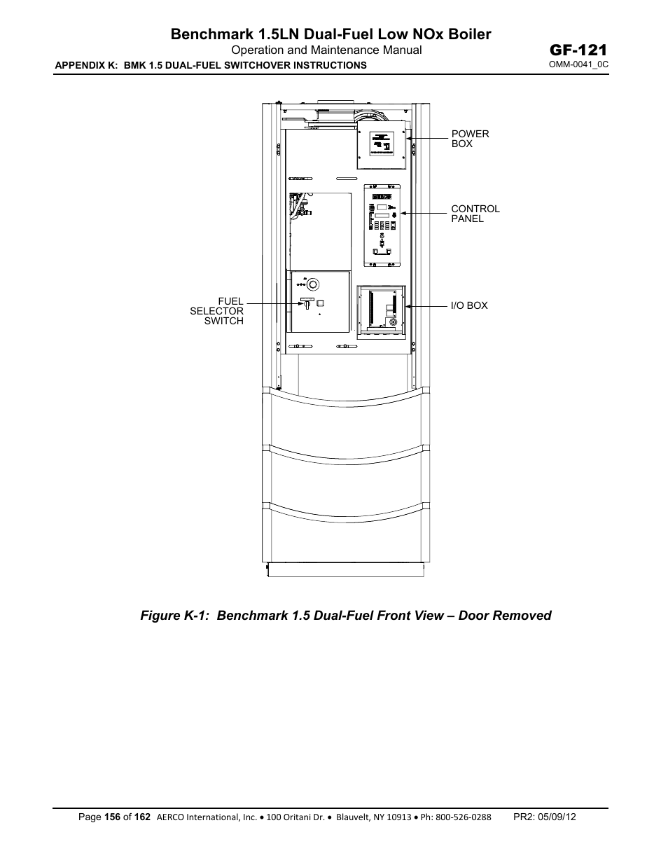 Benchmark 1.5ln dual-fuel low nox boiler, Gf-121 | AERCO BMK 1.5 LN Dual Fuel Feb 2013 User Manual | Page 156 / 162
