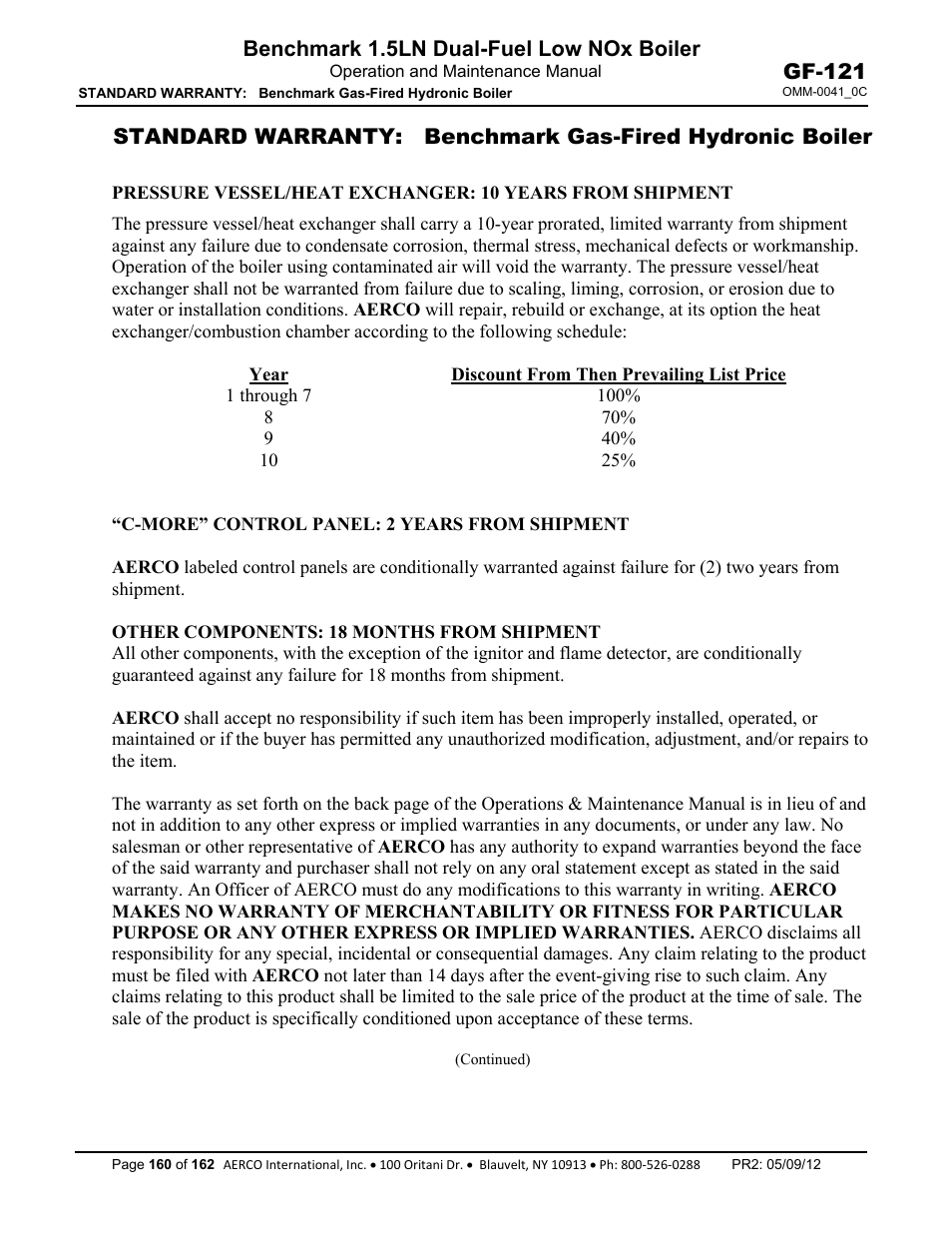 AERCO BMK 1.5 LN Dual Fuel Feb 2013 User Manual | Page 160 / 162