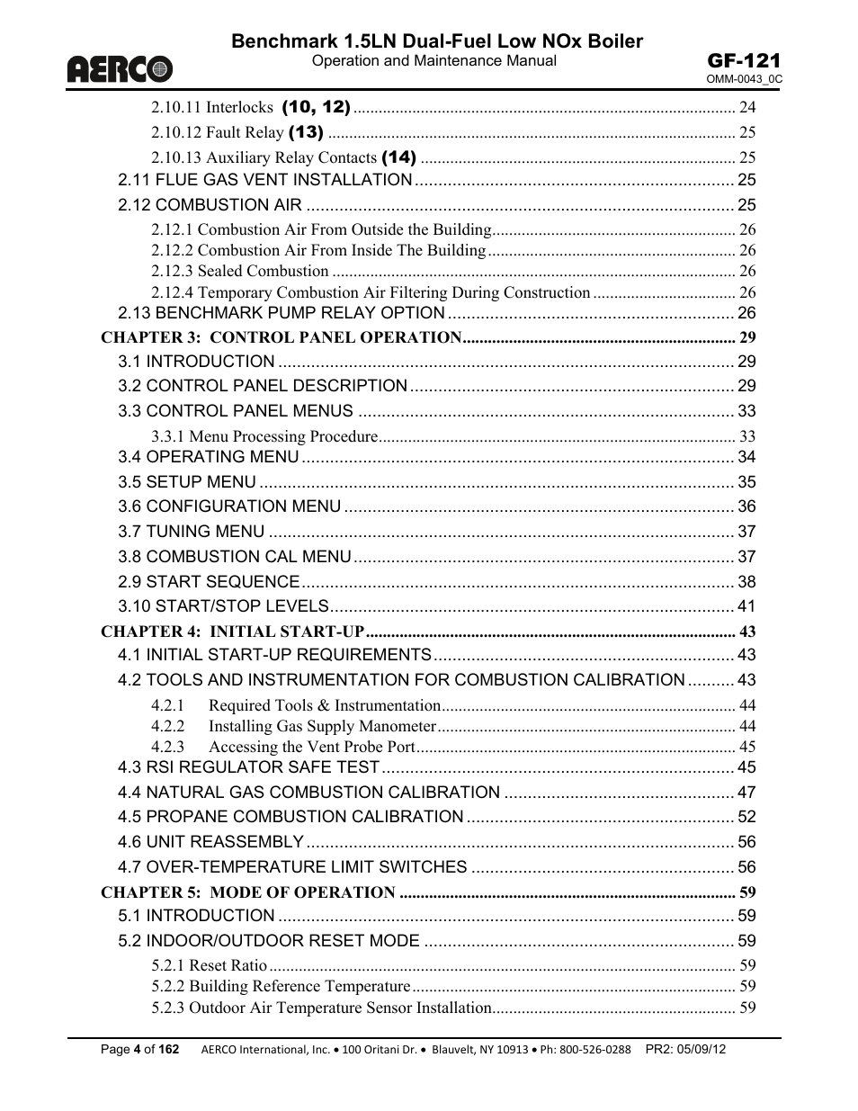 Benchmark 1.5ln dual-fuel low nox boiler, Gf-121 | AERCO BMK 1.5 LN Dual Fuel Feb 2013 User Manual | Page 4 / 162