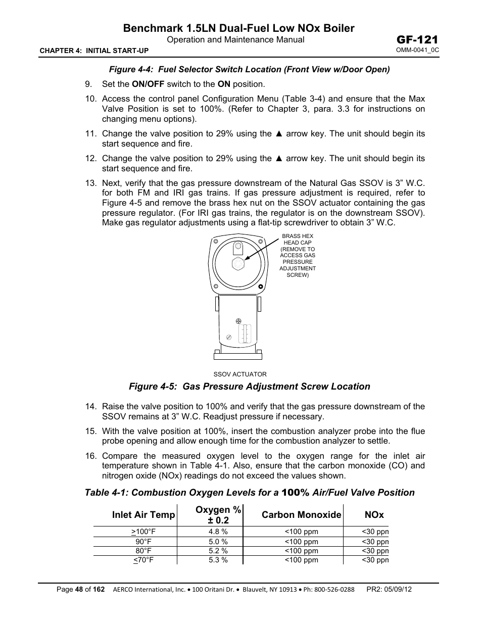 Benchmark 1.5ln dual-fuel low nox boiler, Gf-121 | AERCO BMK 1.5 LN Dual Fuel Feb 2013 User Manual | Page 48 / 162