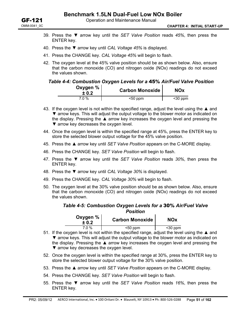 Benchmark 1.5ln dual-fuel low nox boiler, Gf-121 | AERCO BMK 1.5 LN Dual Fuel Feb 2013 User Manual | Page 51 / 162