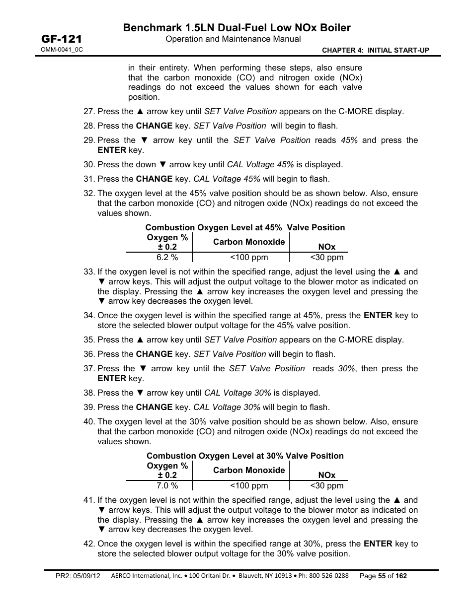 Benchmark 1.5ln dual-fuel low nox boiler, Gf-121 | AERCO BMK 1.5 LN Dual Fuel Feb 2013 User Manual | Page 55 / 162