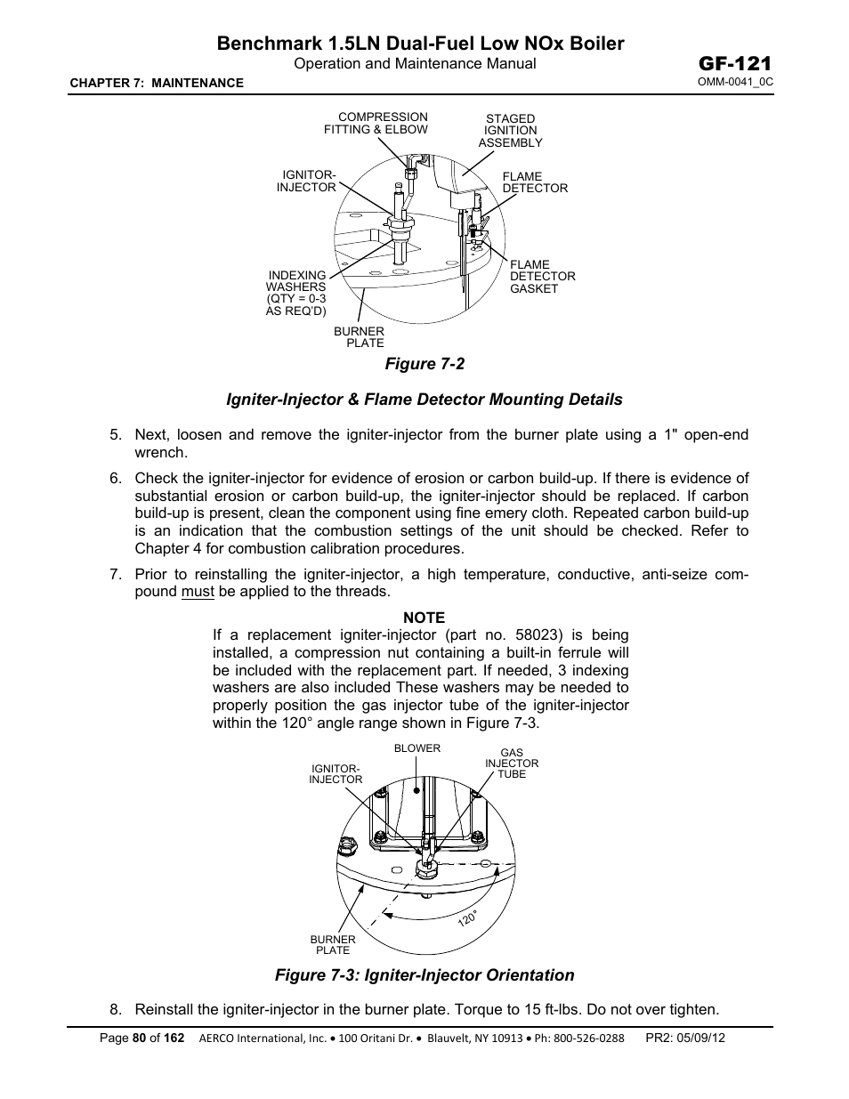 Benchmark 1.5ln dual-fuel low nox boiler, Gf-121 | AERCO BMK 1.5 LN Dual Fuel Feb 2013 User Manual | Page 80 / 162