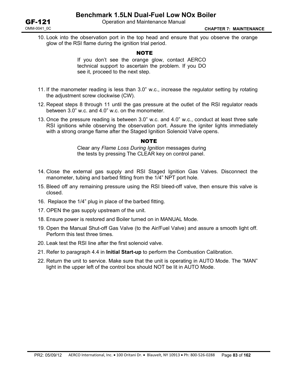 Benchmark 1.5ln dual-fuel low nox boiler, Gf-121 | AERCO BMK 1.5 LN Dual Fuel Feb 2013 User Manual | Page 83 / 162