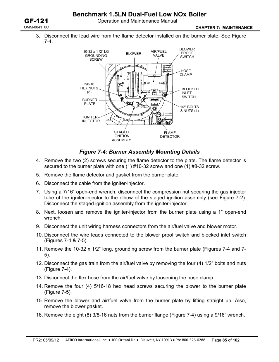 Benchmark 1.5ln dual-fuel low nox boiler, Gf-121 | AERCO BMK 1.5 LN Dual Fuel Feb 2013 User Manual | Page 85 / 162