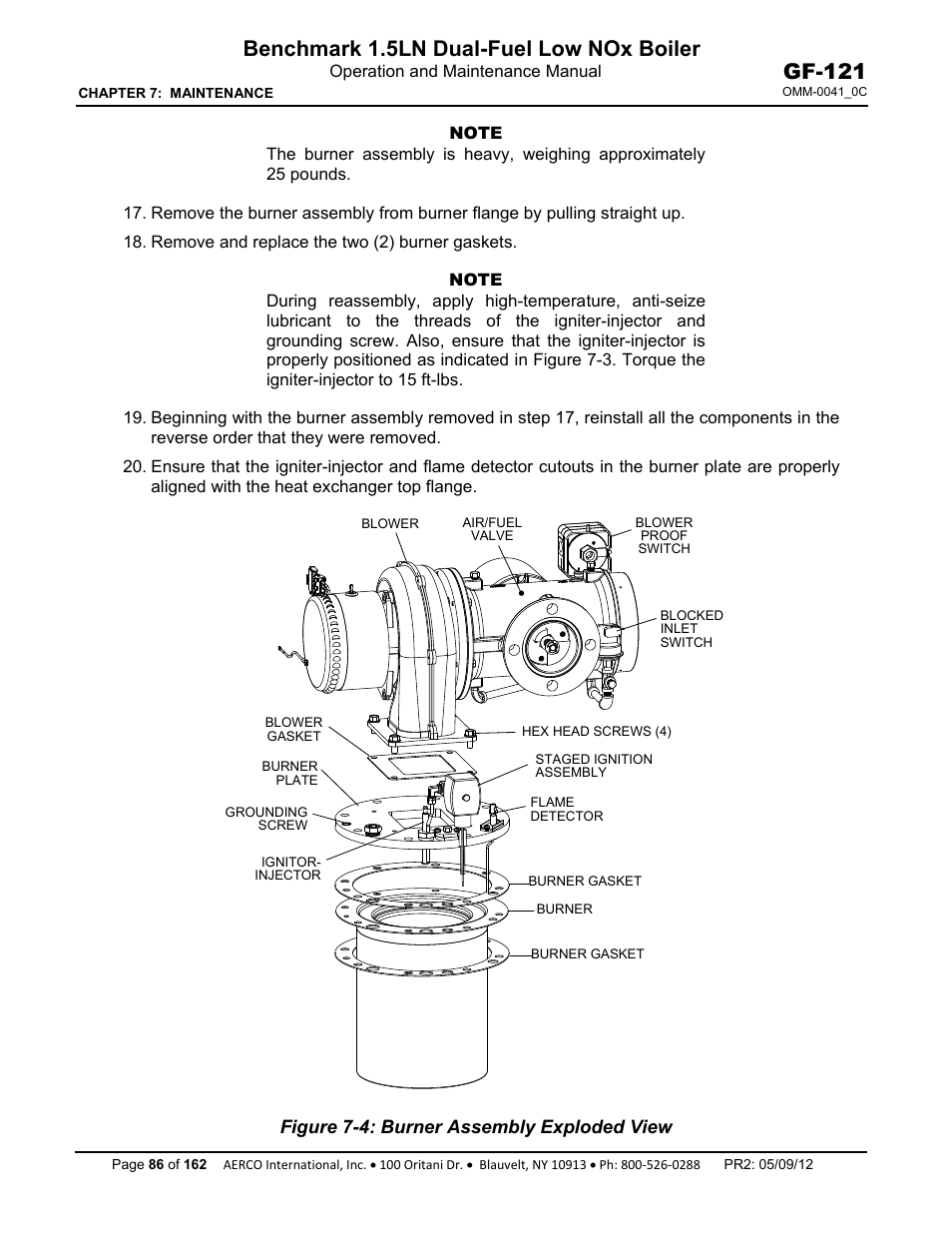 Benchmark 1.5ln dual-fuel low nox boiler, Gf-121 | AERCO BMK 1.5 LN Dual Fuel Feb 2013 User Manual | Page 86 / 162