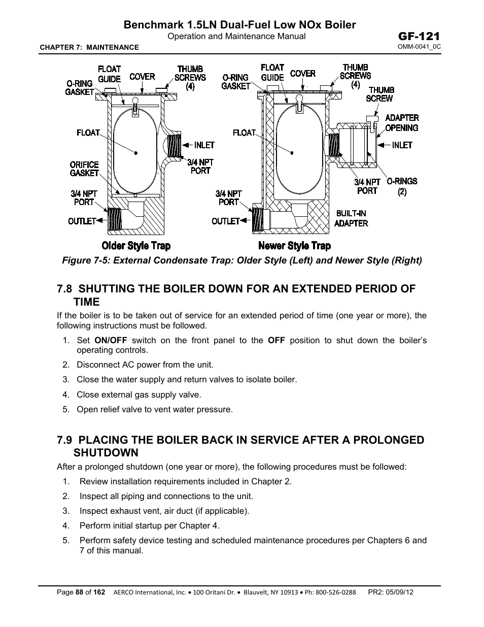 Benchmark 1.5ln dual-fuel low nox boiler, Gf-121 | AERCO BMK 1.5 LN Dual Fuel Feb 2013 User Manual | Page 88 / 162