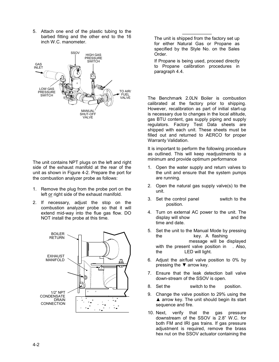 3 natural gas combustion calibration, Initial start-up | AERCO BMK 2.0 LN Nat. Gas June 2010 User Manual | Page 36 / 125