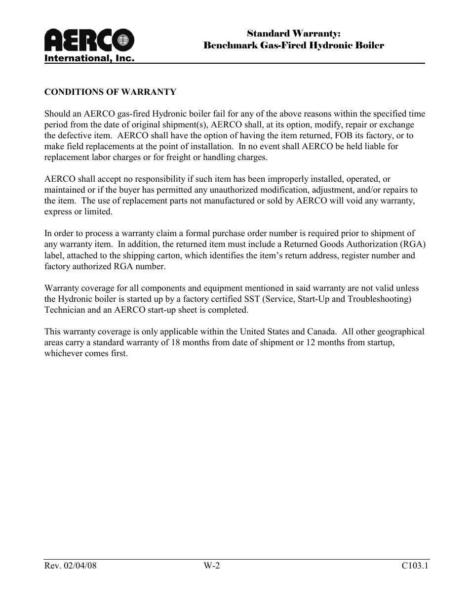 AERCO BMK 2.0 LN Natural Gas 2008 User Manual | Page 110 / 111