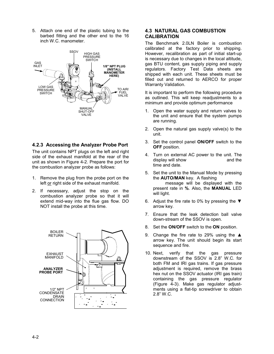 3 natural gas combustion calibration, Initial start-up | AERCO BMK 2.0 LN Natural Gas 2008 User Manual | Page 32 / 111