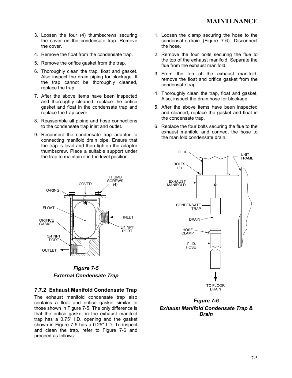 2 exhaust manifold condensate trap, Maintenance | AERCO BMK 3.0 LN Dual-Fuel Series Gas Fired Low NOx Boiler System User Manual | Page 61 / 136