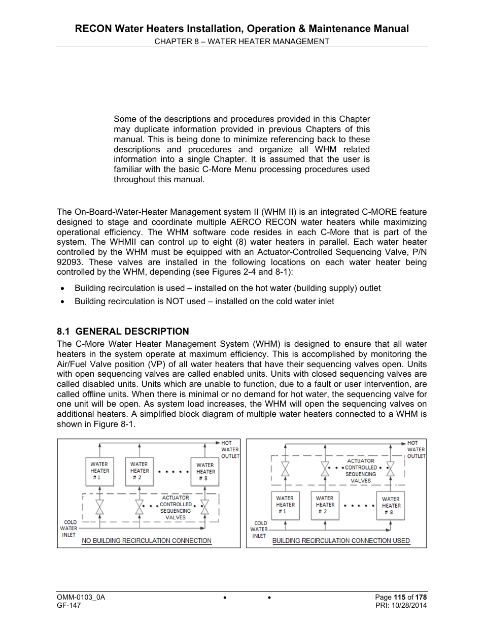 Chapter 8: water heater management | AERCO RECON 1000 User Manual | Page 115 / 178
