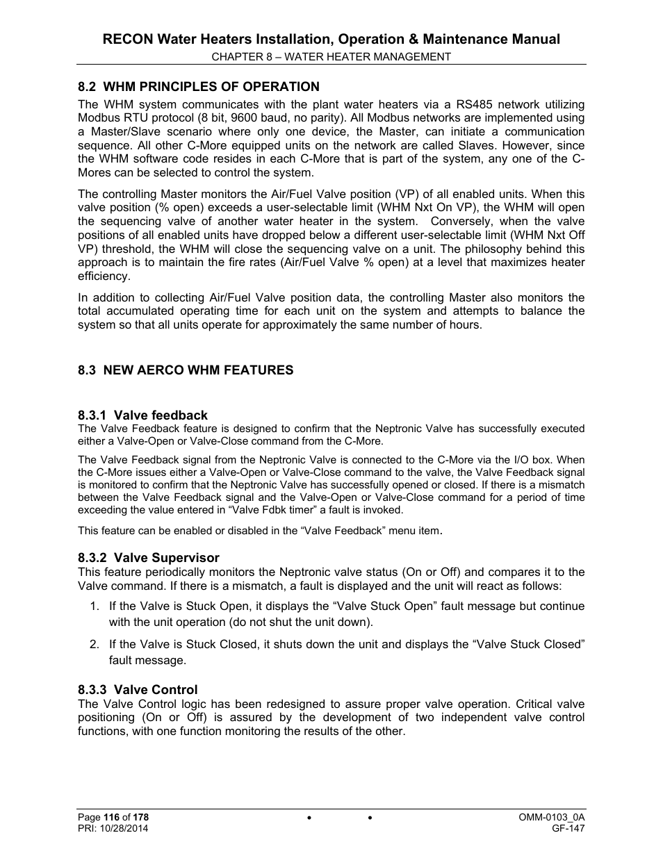 AERCO RECON 1000 User Manual | Page 116 / 178