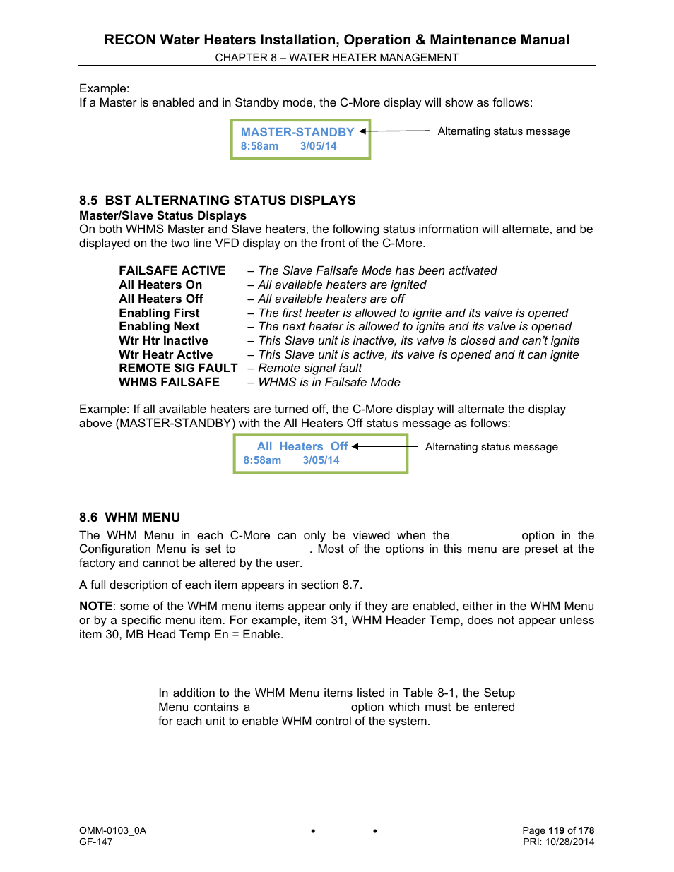 AERCO RECON 1000 User Manual | Page 119 / 178