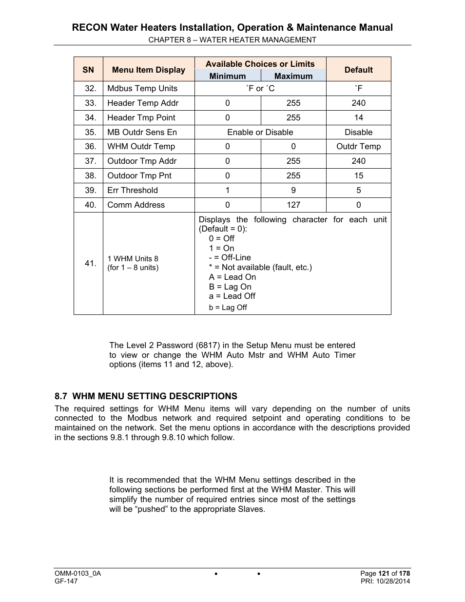 AERCO RECON 1000 User Manual | Page 121 / 178
