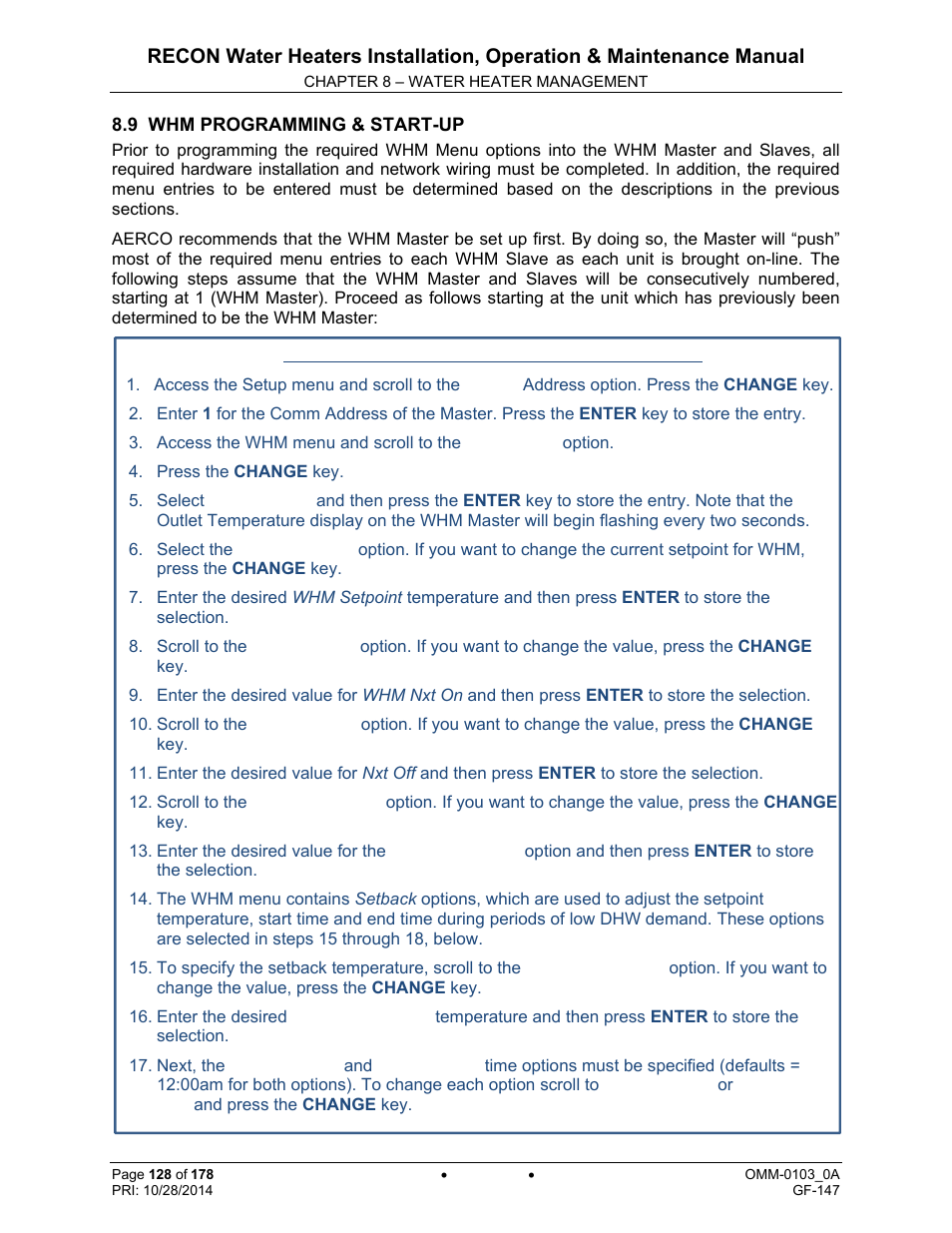 AERCO RECON 1000 User Manual | Page 128 / 178