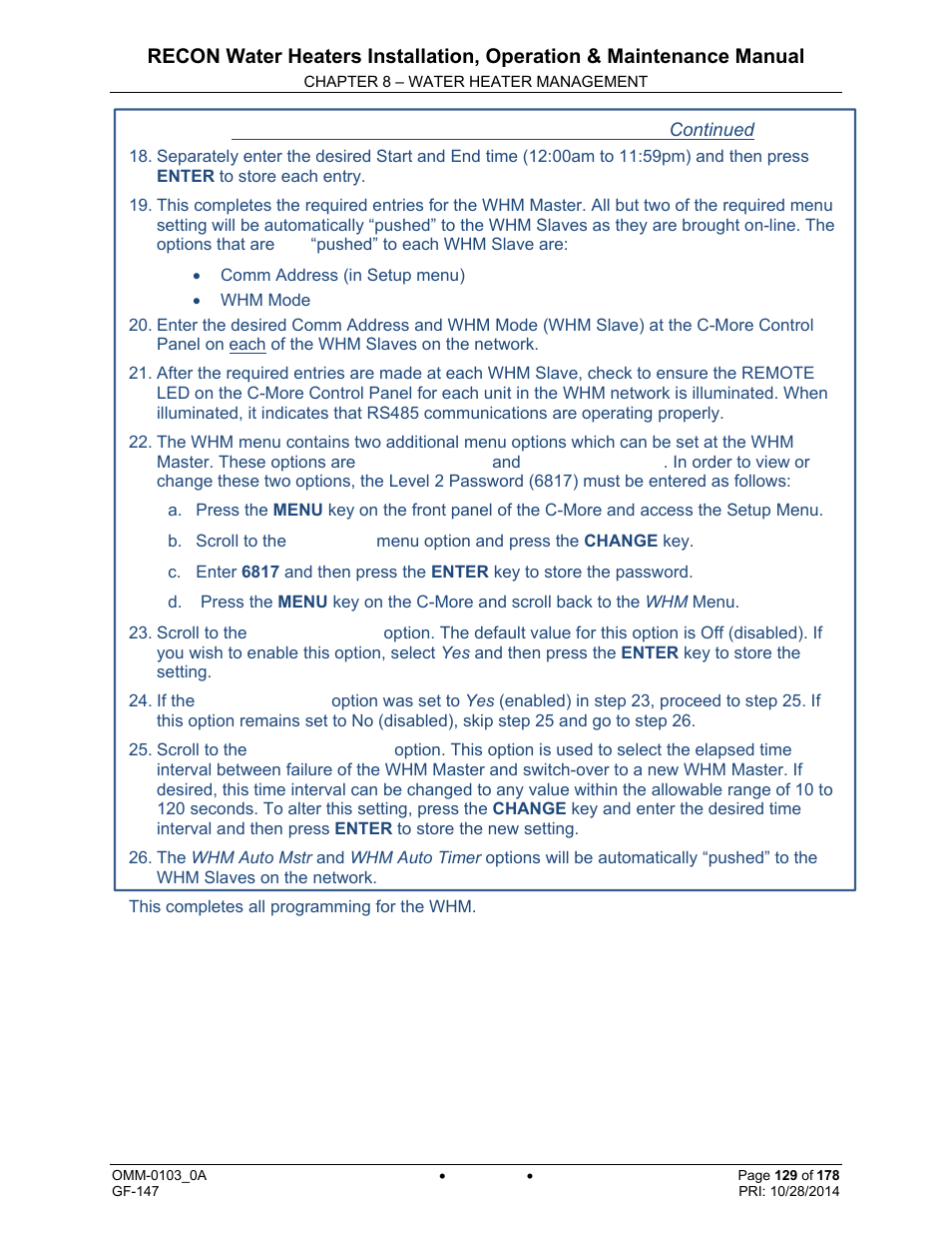 AERCO RECON 1000 User Manual | Page 129 / 178